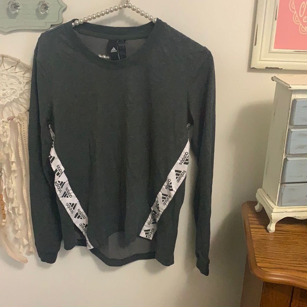 Adidas Sport ID Black & White Logo Tape Long Sleeve Tee XS